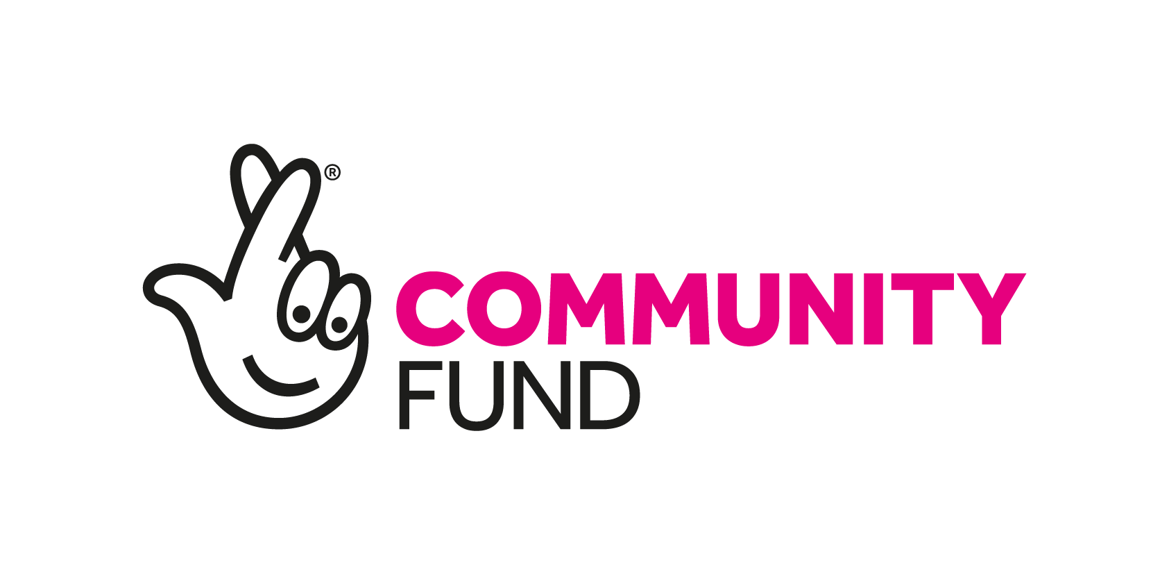 National Lottery Community Fund Logo showing a hand with fingers crossed for luck
