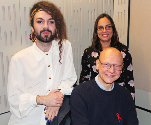 Recording day at the BBC: NAT senior communications officer Charlie Alderwick and fundraising manager Sharon Coleman with Jonathan Grimshaw