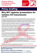 Why NAT opposes prosecutions for reckless HIV transmission