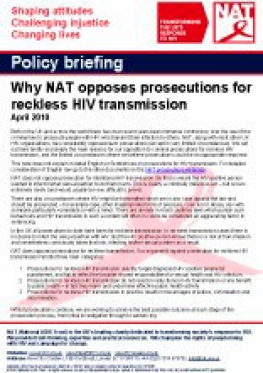 Why NAT opposes prosecutions for reckless HIV transmission