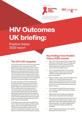 HIV Outcomes UK briefing: Positive Voices 2022 report