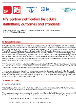 HIV Partner Notification for Adults: definitions, outcomes & standards