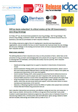 Still no harm reduction? A critical review of the UK Government's new Drug Strategy